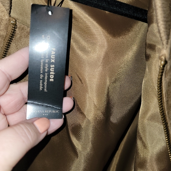 NWT Mens SZ L Banana Republic Vegan Suede Jacket Coat Light Brown Preppy - Picture 3 of 13